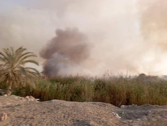 حريق بزريبة مواشي على الطريق الزراعي بالإسماعيلية