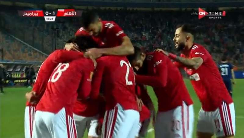 عمرو السولية يسجل الهدف الأول للأهلي أمام بيراميدز في الدوري