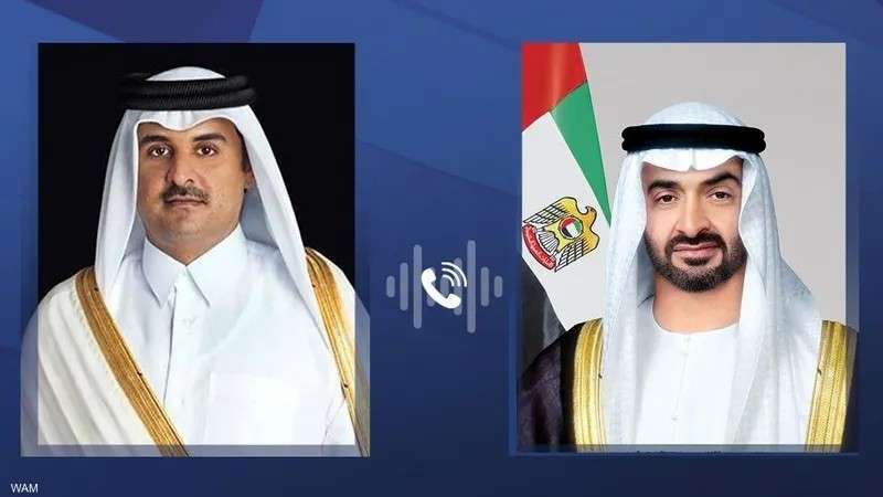 الشيخ محمد بن زايد رئيس الامارات والامير تميم امير قطر