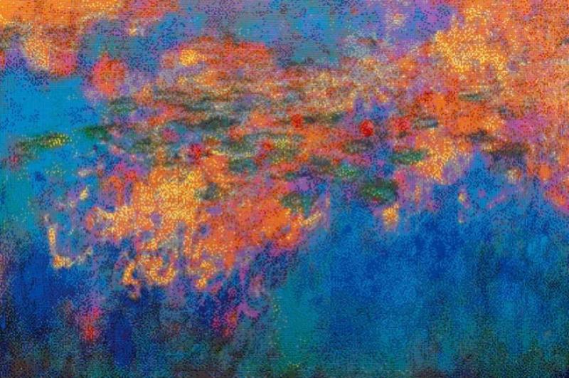 إعادة  لوحة زنابق الماء الشهيرة للفنان الفرنسى كلود مونيه