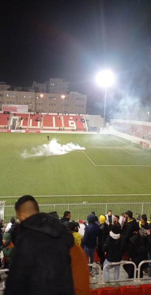 الجيش الاسرائيلى يقتحم نهائى كأس فلسطين ويطلق الغاز المسيل للدموع