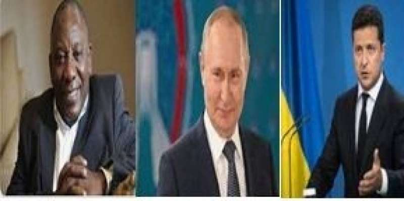 الرئيس الأوكراني زيلينسكي والروسي بوتين والجنوب أفريقي رامافوزا