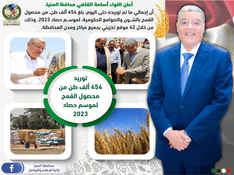 شون وصوامع المنيا تستقبل 454 ألف طن من محصول القمح