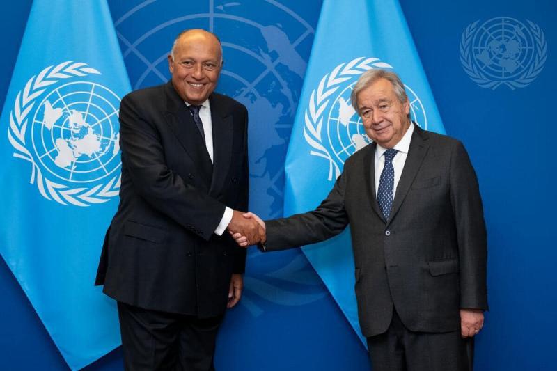 وزير الخارجية يلتقى بسكرتير عام الأمم المتحدة على هامش أعمال الجمعية العامة للأمم المتحدة
