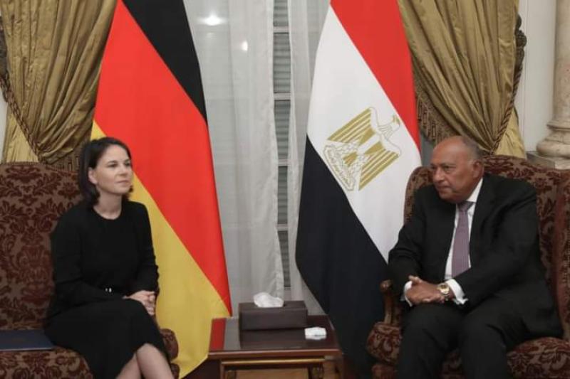 وزير الخارجية يجري محادثات موسعة مع نظيرته الألمانية بالقاهرة حول التصعيد الخطير بين الجانبين الإسرائيلي والفلسطيني