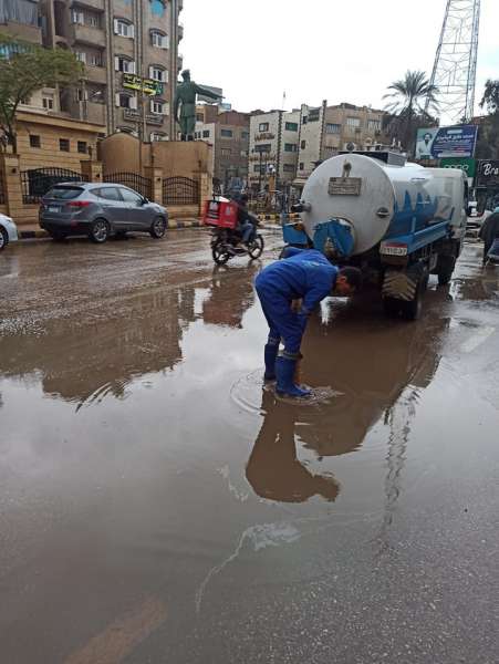 شفط تجمعات مياه الأمطار من شوارع مدينة منوف و تمركز عربات شفط الأمطار بمدن المنوفية