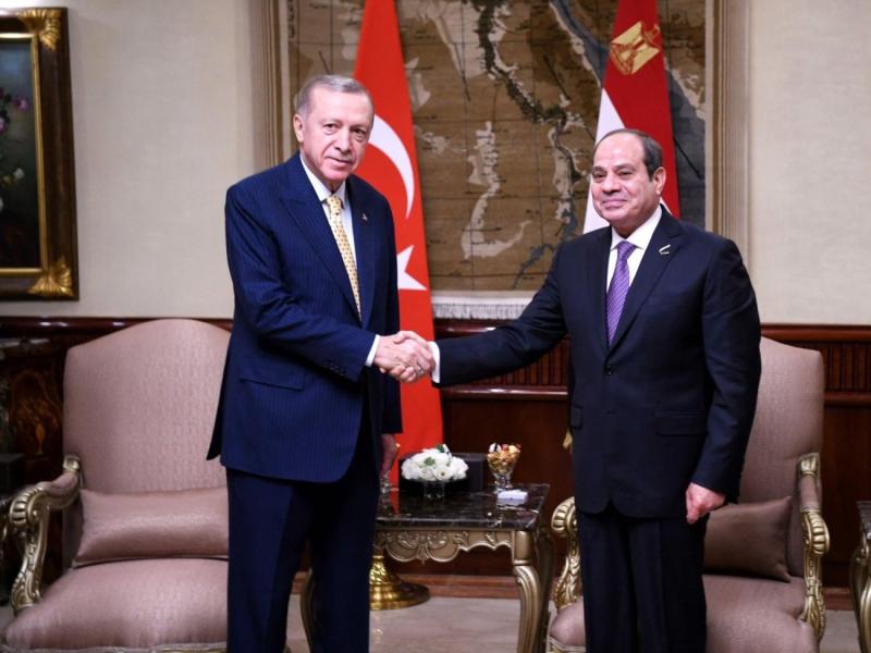 جانب من لقاء الرئيس السيسي والرئيس أردوغان في القاهرة