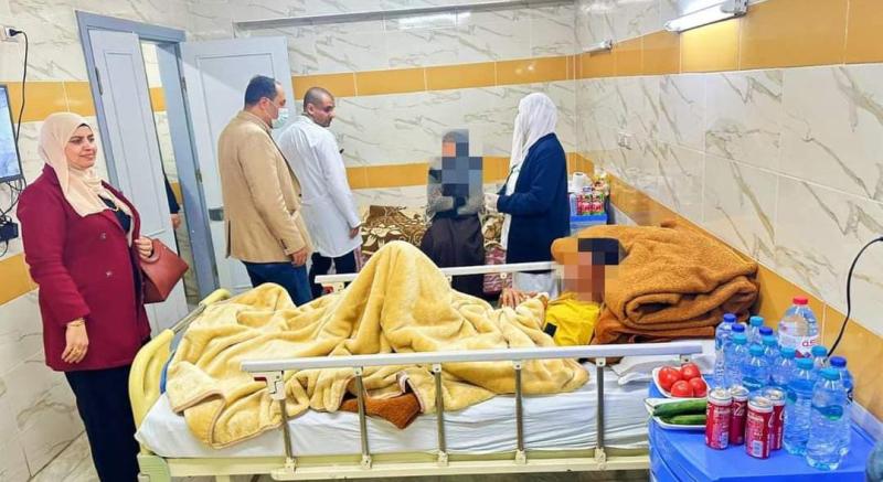 خلال زيارته لمستشفى العبور.. وكيل «صحة كفر الشيخ» يطمئن على مصابي غزة