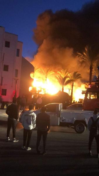 حريق يلتهم مطعم داخل قرية النورس السياحية ببورسعيد
