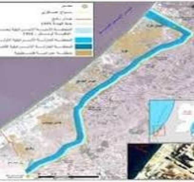 خريطة المنطقة العازلة في غزة