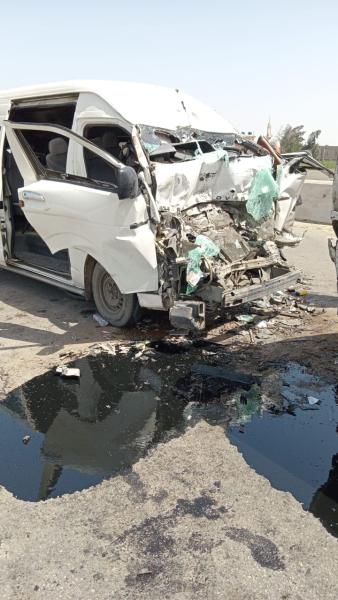 5 مصابين في حادث تصادم نقل وملاكي علي محور 30 يونيو