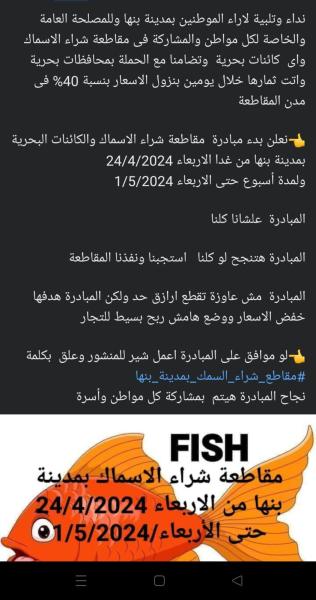 لمدة أسبوع.. محافظة القليوبية تشن حملة مقاطعة ضد شراء الأسماك