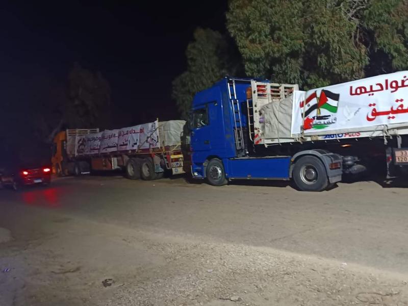*«غزة رمز العزة».. قرية أبو بدوي بكفر الشيخ تُرسل 3 شاحنات مساعدات للأشقاء الفلسطينيين*