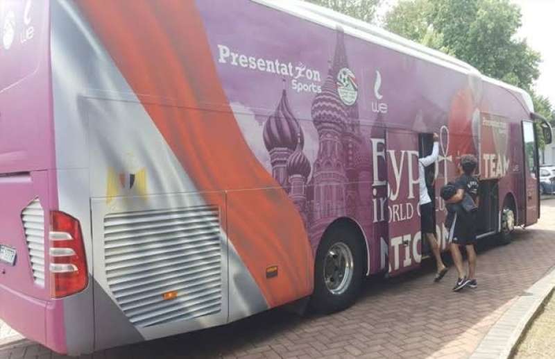 حافلة منتخب مصر تصل إستاد القاهرة لملاقاة بوركينا فاسو