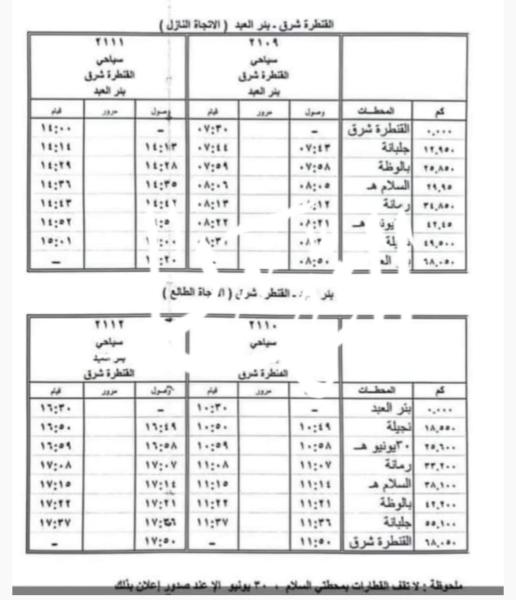 بعد توقفها لأكثر من 50 عاما.. ننفرد بنشر مواعيد ومحطات قطار سيناء عبر خط الفردان ”مستند”