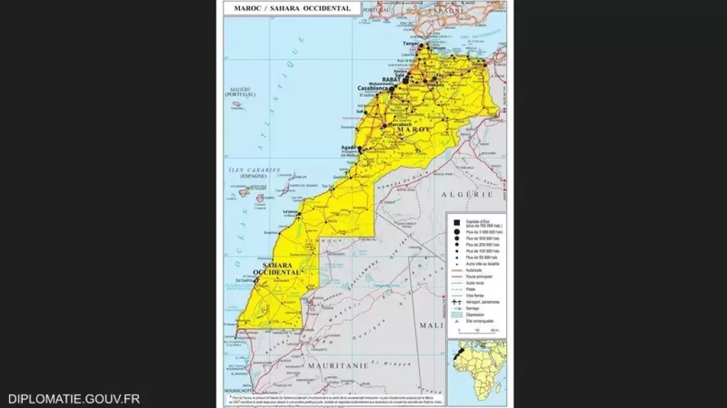 خريطة توضح المملكة المغربية شاملة الصحراء الغربية من سكاي نيوز