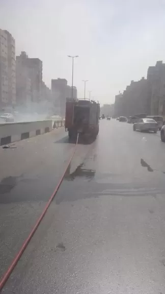 السيطرة على حريق محطة الأتوبيس الترددي في الخصوص بالطريق الدائري