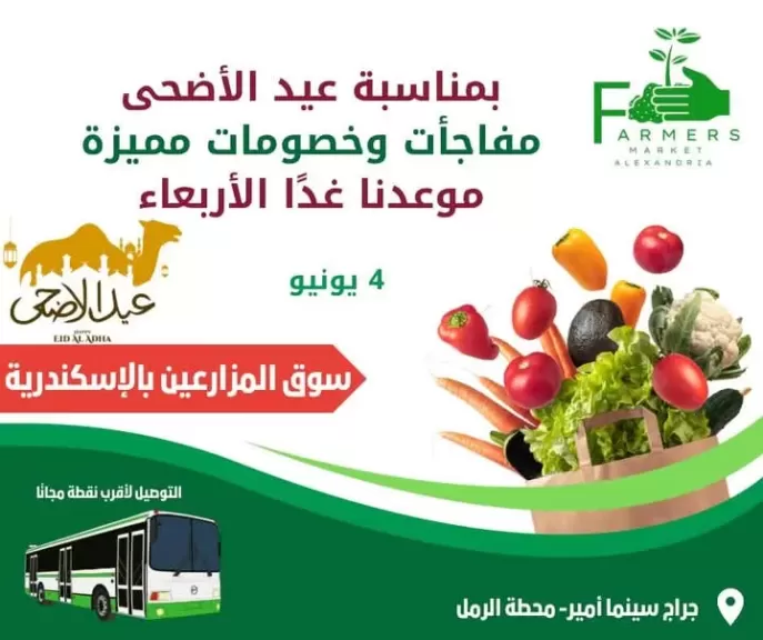 سوق المزارعين بمحطة الرمل بالإسكندرية يقدم خصومات تصل 30% بمناسبة عيد الأضحى