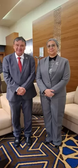 المستشارة أمل عمار تلتقى وزير التنمية والمساعدة الاجتماعية والأسرة ومكافحة الجوع في جمهورية البرازيل الاتحادية