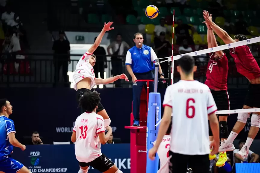 منتخب شباب الكرة الطائرة يختتم مشواره في بطولة العالم بفوز هام على تونس