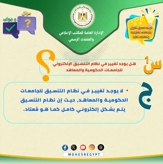 استعدادًا لبدء المرحلة الثانية لتنسيق الثانوية العامة 2025 غدًا للالتحاق بالجامعات الحكومية والمعاهد:
