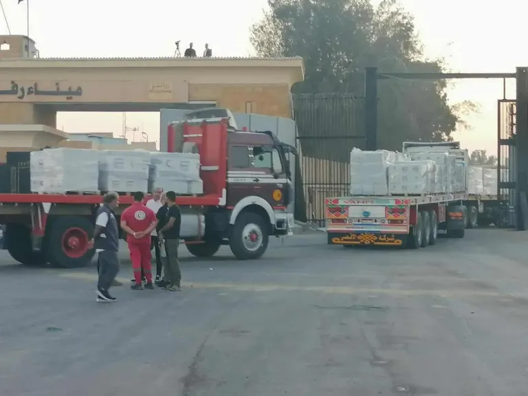 بالتنسيق مع مصر.. عبور ٢٠ شاحنة إماراتية من كرم أبو سالم تمهيدا لدخولها غزة