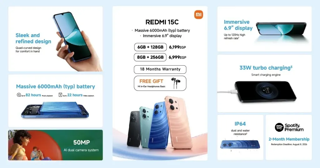 ”شاومي” تطلق هاتف Redmi 15C في السوق المصرية