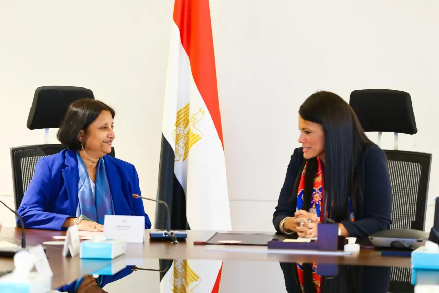 الدكتورة رانيا المشاط، وزير التخطيط مع  أنشولا كانت الرئيس التنفيذي للشؤون المالية لمجموعة البنك الدولي 