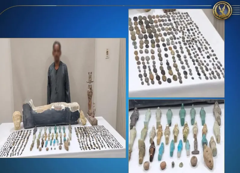 القبض على مزارع بحوزته 533 قطعة أثرية ببني سويف بقصد الإتجار