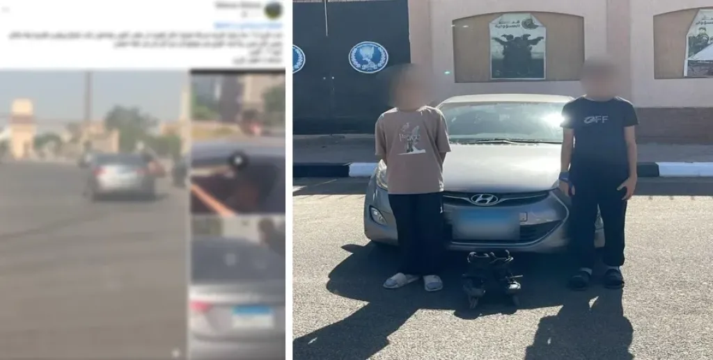 اللعب تحول إلى خطر.. تفاصيل ضبط طفلين بعد قيادة سيارة في مشهد متهور بالقليوبية