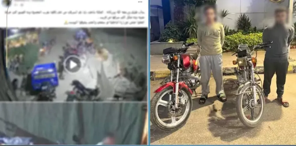 كاميرات المقهى تفضح اللصين.. الأمن يضبط سارقي الدراجة النارية بطوخ