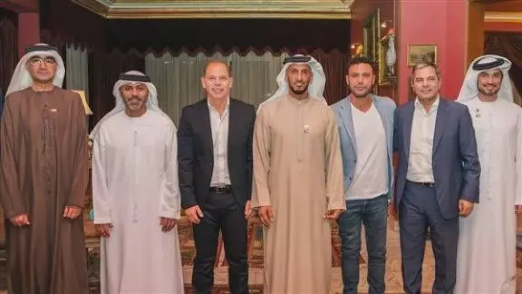 نجلا عادل إمام يستقبلان وفدا إماراتي رفيع المستوى .. والشيخ محمد آل نهيان يبعث برسالة للزعيم