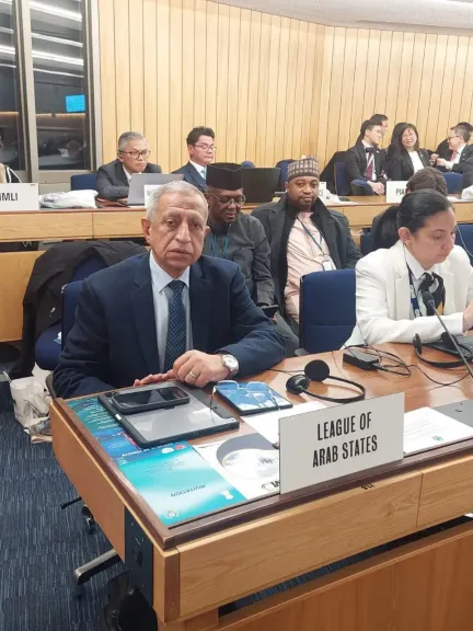رئيس الأكاديمية  يمثل جامعة الدول العربية في اجتماعات الجمعية العامة للمنظمة البحرية الدولية IMO