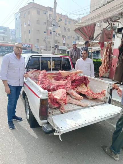 ضبط 540 كيلو لحوم بلدية مذبوحة خارج المجزر غير صالحة للاستهلاك الآدمي بكفر الشيخ