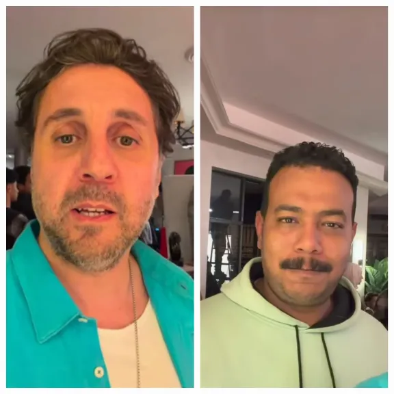 مع شبيه مصطفى غريب .. هشام ماجد يمازح الجمهور بفيديو من كواليس اللعبة 5