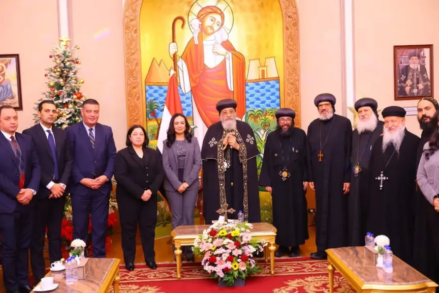 البابا تواضروس الثاني يستقبل وزيرة التضامن بالكاتدرائية المرقسية للتهنئة بعيد الميلاد المجيد