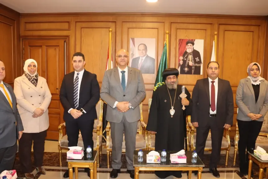 مطرانية شبين القناطر تستقبل قيادات القليوبية في عيد الميلاد المجيد