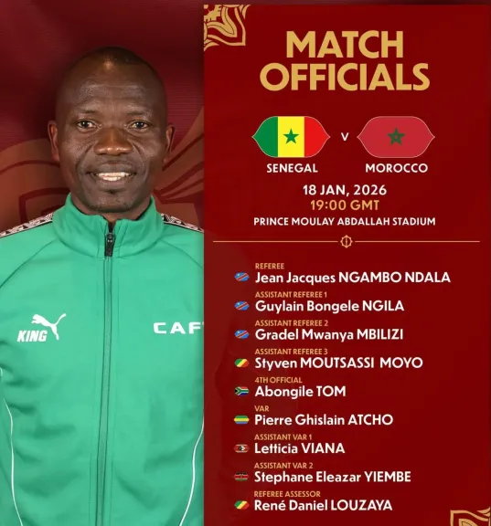 كشف حساب الحكم الكونغولى ندالا مع المغرب والسنغال قبل نهائى الكان 2025