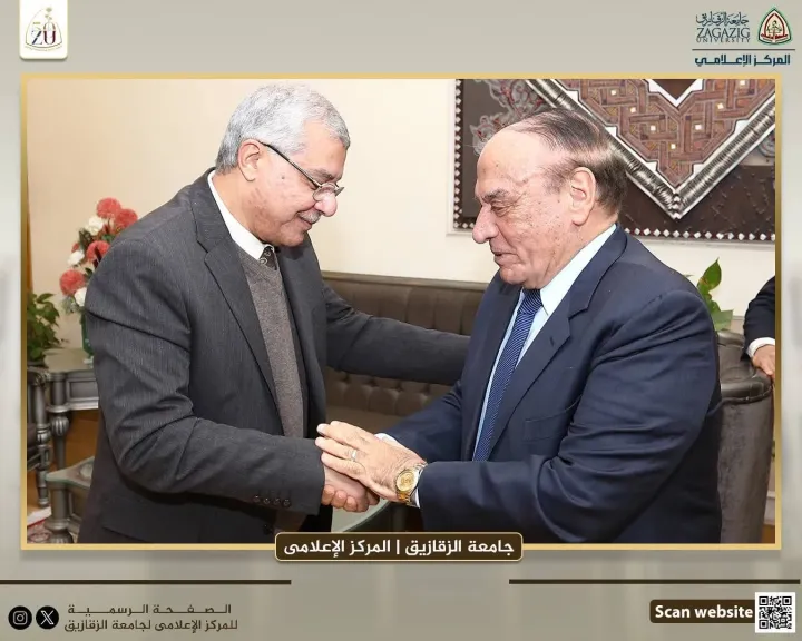 رئيس جامعة الزقازيق يستقبل اللواء أركان حرب الدكتور سمير فرج ويتفقدان متحف الجامعة