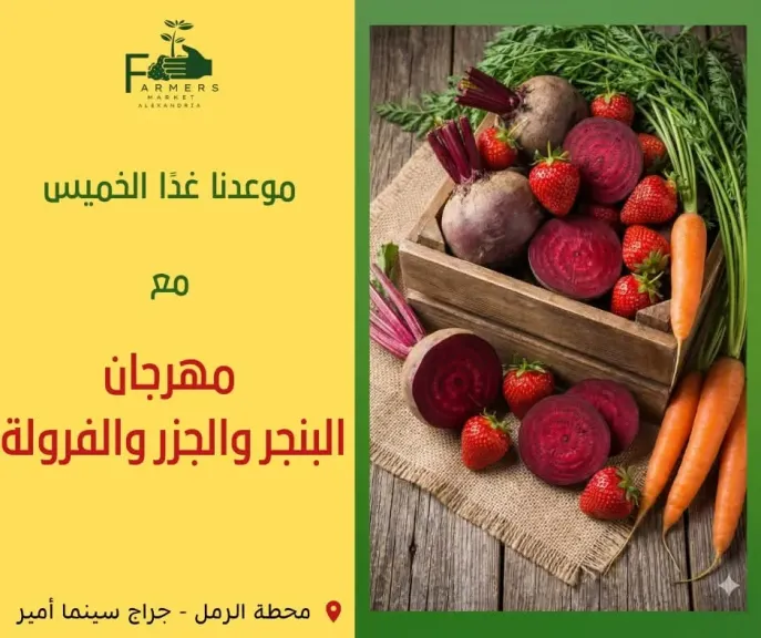 سوق المزارعين بتجارية الإسكندرية يطلق  مهرجان ”البنجر والجزر والفراولة” ..غدا