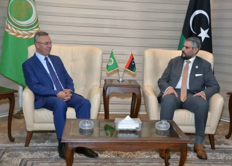 السفير قائد مصطفى يبحث مع مندوب ليبيا لدى الجامعة  العربية مستجدات الأوضاع في المنطقة وجهود دعم  القضية الفلسطينية