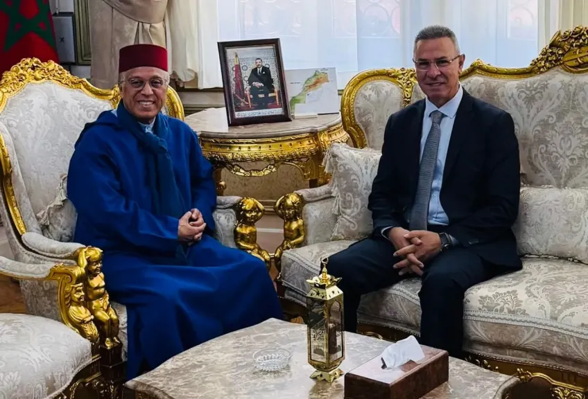 السفير قائد مصطفى يبحث مع مندوب المغرب بالجامعة العربية تطورات الأوضاع الراهنة وجهود دعم القضية الفلسطينية