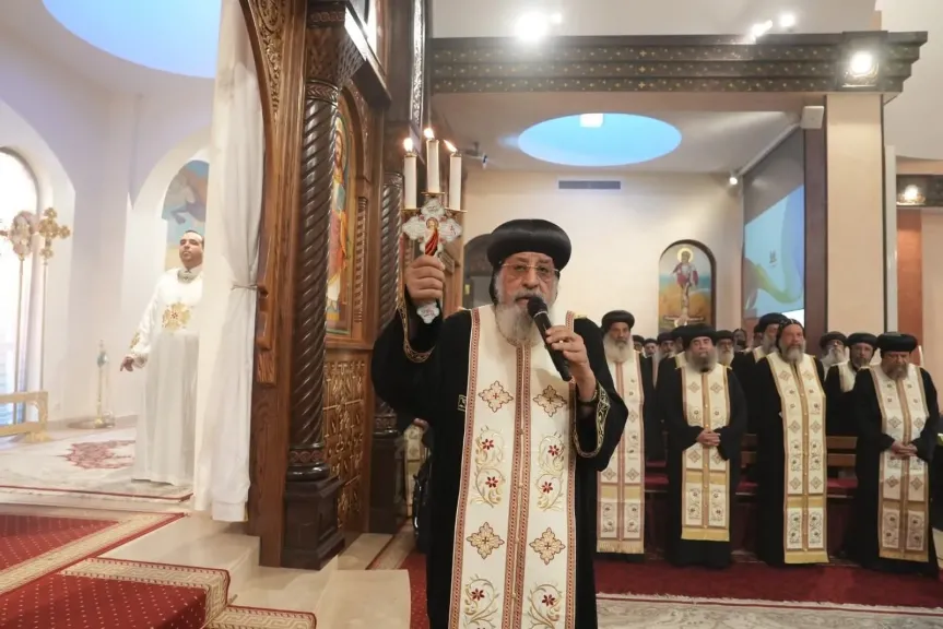 البابا تواضروس الثاني يصلي عشية عيد القديس مارمرقس بڤينيسيا