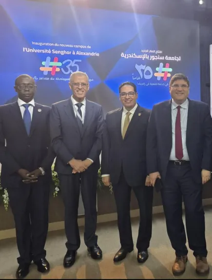 بحضور الرئيس السيسي ونظيره الفرنسي.. رئيس جامعة القاهرة يشارك في افتتاح المقر الجديد لجامعة ”سنجور” بمدينة برج العرب الجديدة