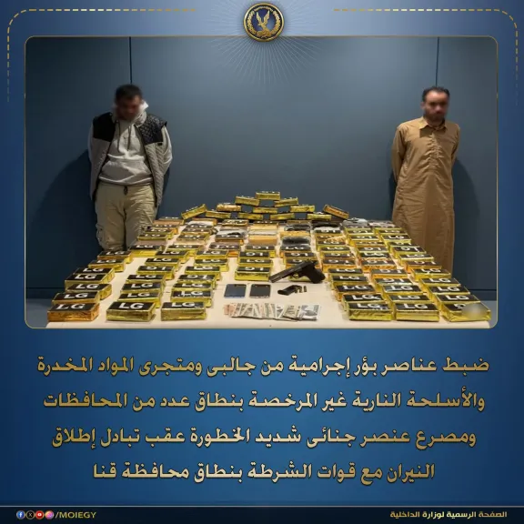 مصرع عنصر إجرامى وضبط مخدرات بـ111 مليون جنيه فى حملة أمنية بقنا