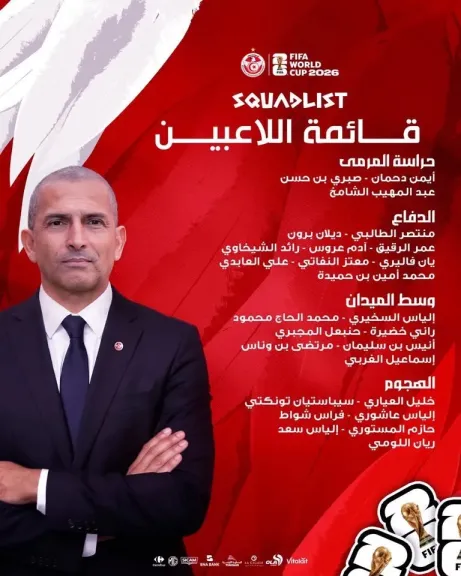 لموشي يعلن قائمة تونس النهائية لكأس العالم 2026..غياب ثنائي الأهلي والزمالك