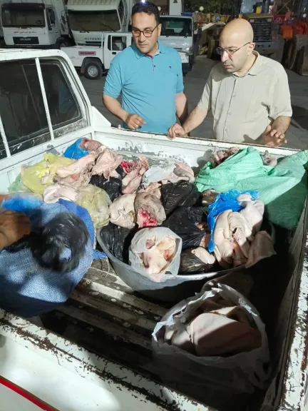 ضبط أكثر من نصف طن لحوم فاسدة قبل توزيعها على مطاعم بشبين الكوم
