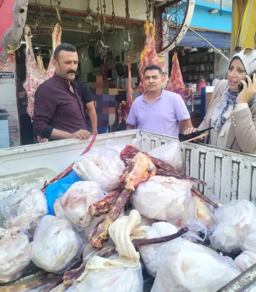 ضبط أكثر من طن ونصف لحوم ودواجن مجهولة المصدر وغير صالحة للاستهلاك الآدمي بقويسنا وشبين الكوم