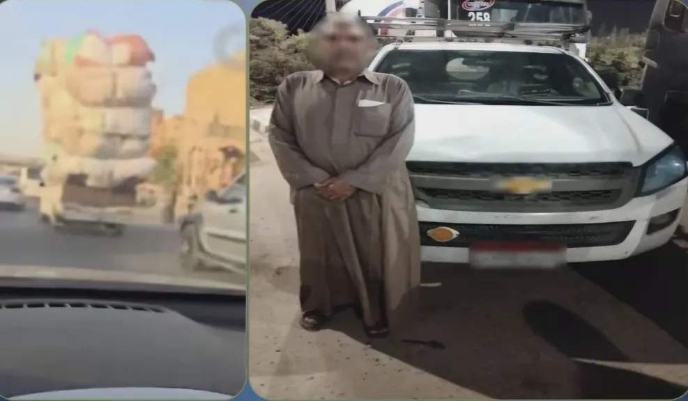 ضبط سائق ”ربع نقل” بالقاهرة بعد تداول فيديو لتحميله حمولة زائدة تعرّض المواطنين للخطر
