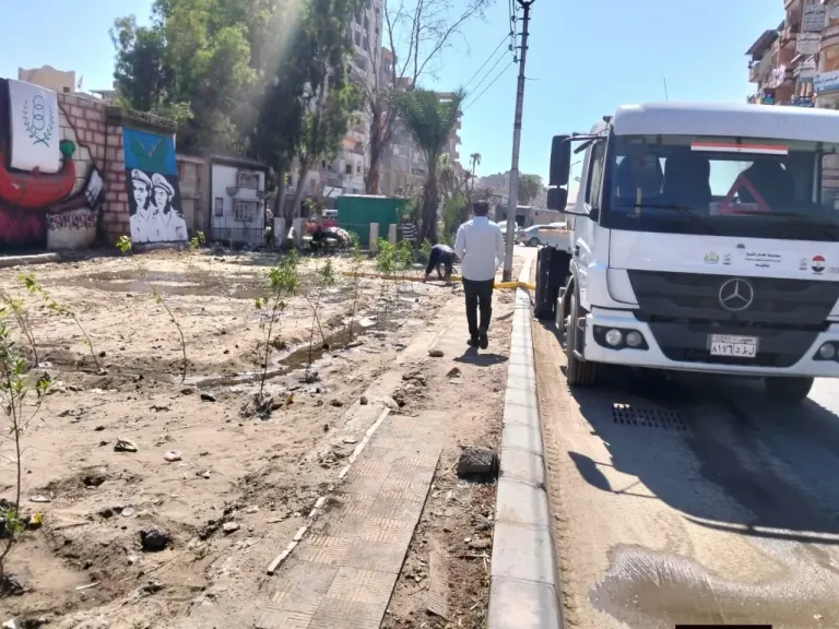 ضمن المبادرة الرئاسية «100 مليون شجرة» زراعة الأشجار بمدينة بلطيم في كفرالشيخ